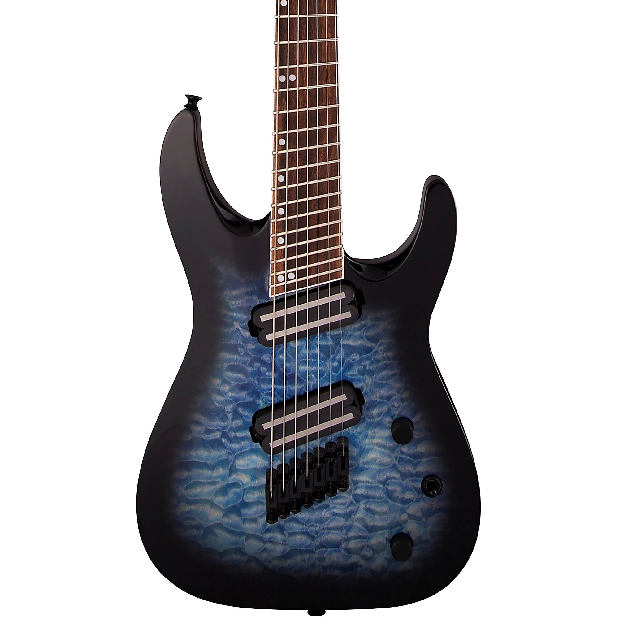 Jackson X Series Soloist Arch Top 7-String Multi-Scale Electric Guitar Transparent Blue Burst