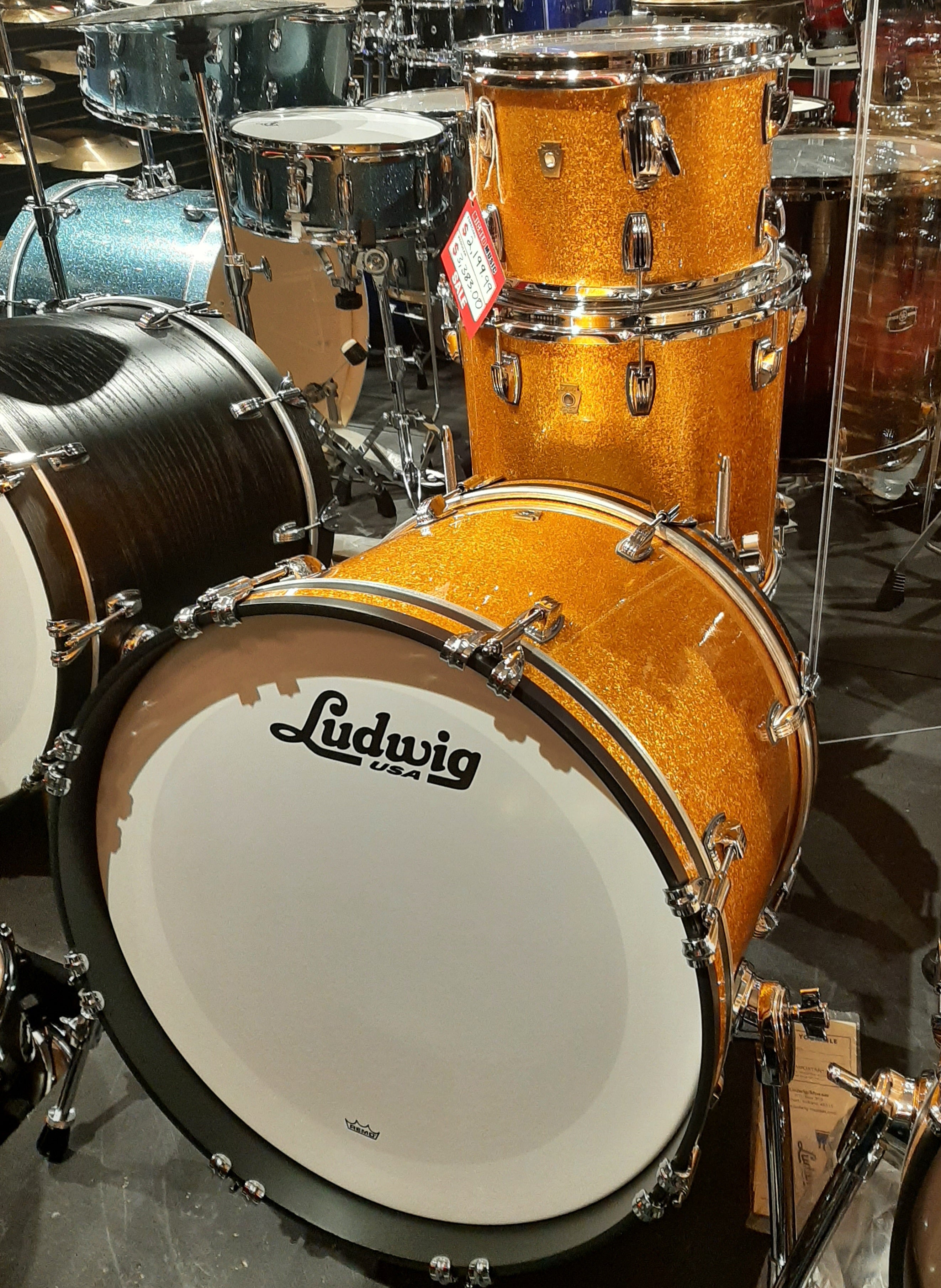 Ludwig Classic Maple 3-Piece Downbeat Shell Pack - Gold Sparkle