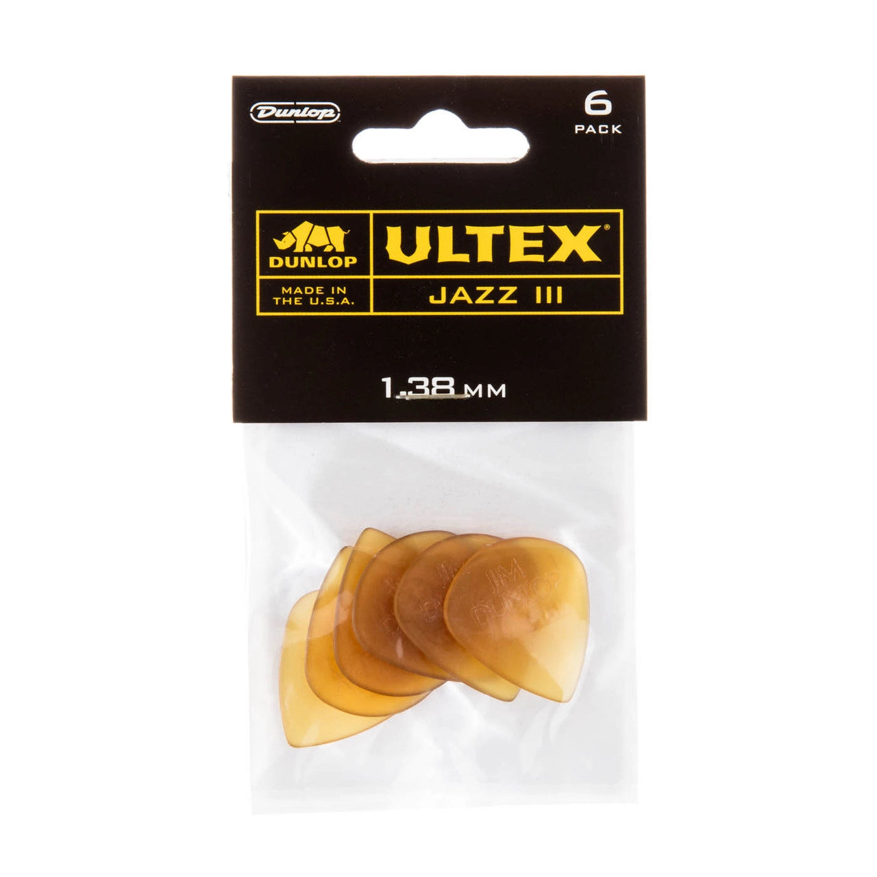 Dunlop Ultex Jazz III 1.38mm Guitar Pick 6 Pack