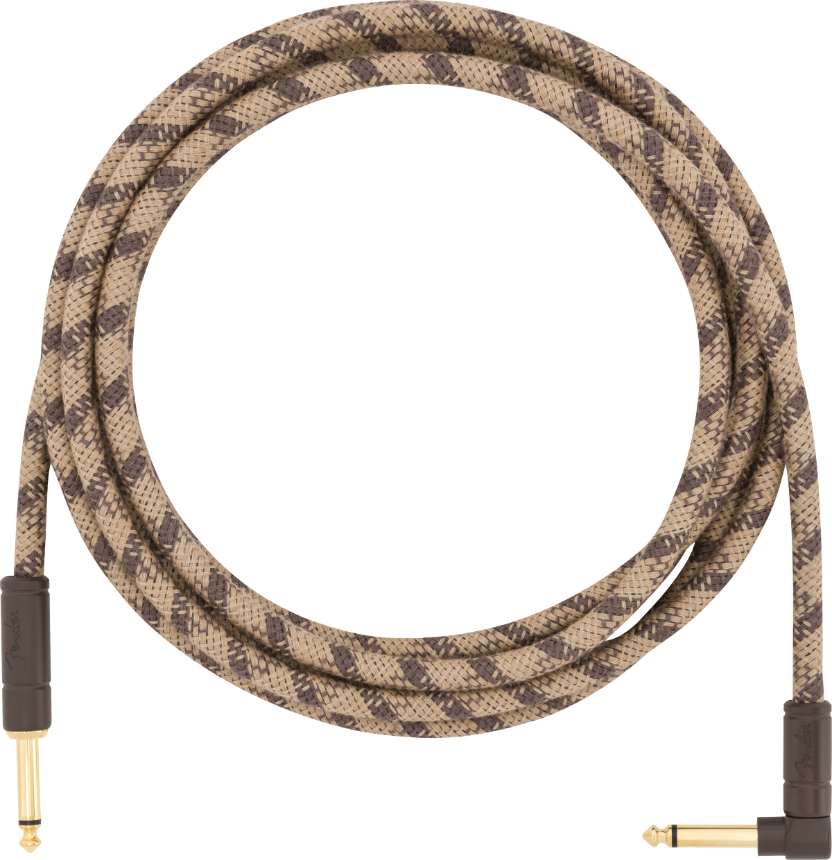 Fender Festival Hemp Straight to Right Angle Instrument Cable - 10' Brown Stripe