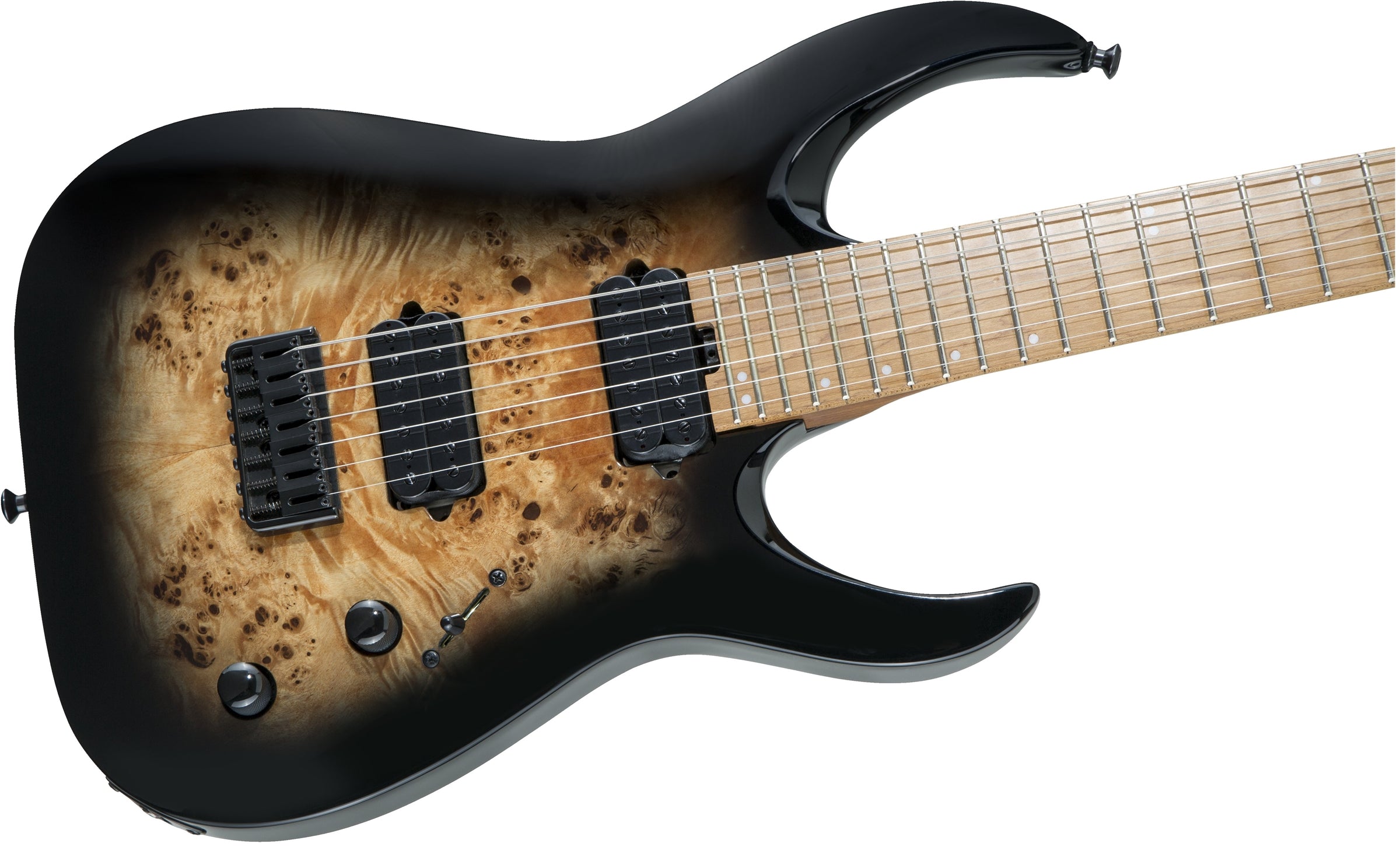 Jackson Signature Misha Mansoor Juggernaut HT7P Electric Guitar - Black Burst Burl