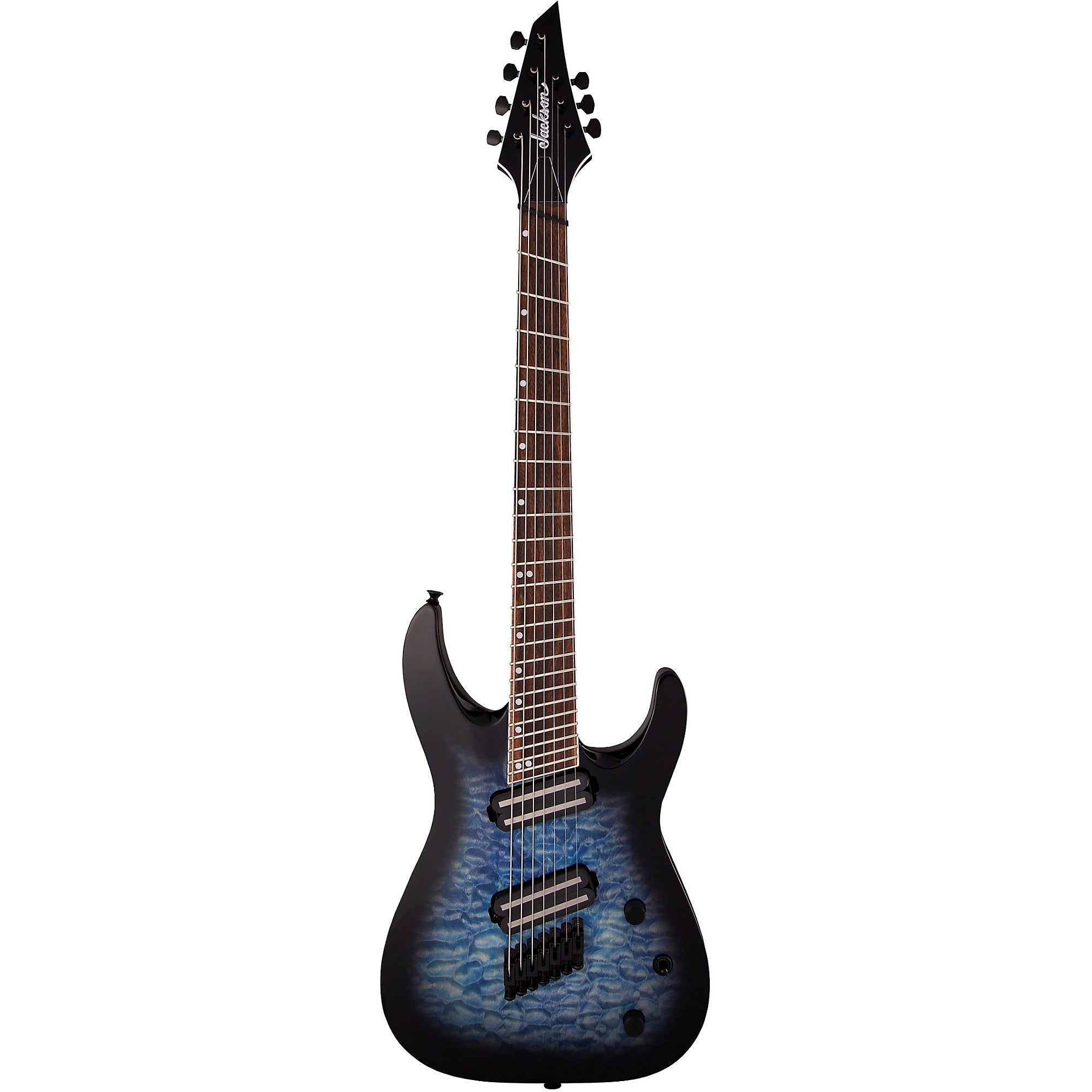 Jackson X Series Soloist Arch Top 7-String Multi-Scale Electric Guitar Transparent Blue Burst
