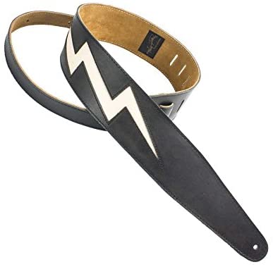 Henry Heller Peru HPLB-BLK Lightning Bolt Cut Out Leather Strap- Black