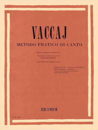 Vaccaj Método Practico Di Canto Mezzo-Soprano/Baritone – Book/CD