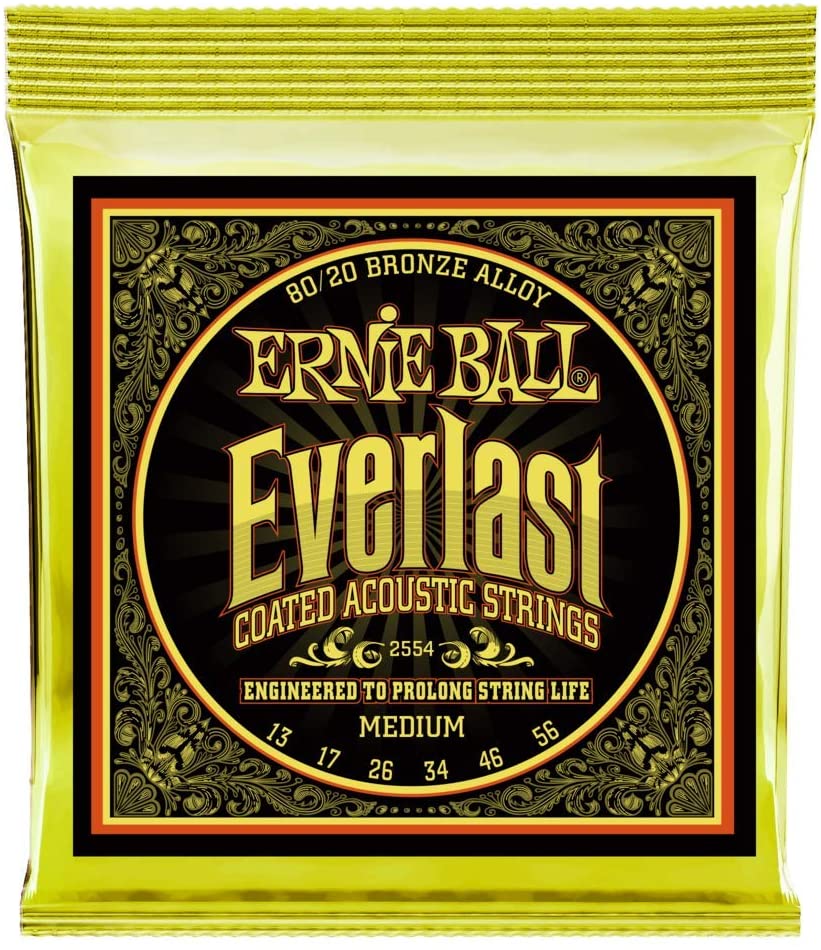 Ernie Ball Everlast Medium (13-56) Coated 80/20 Acoustic Guitar Strings