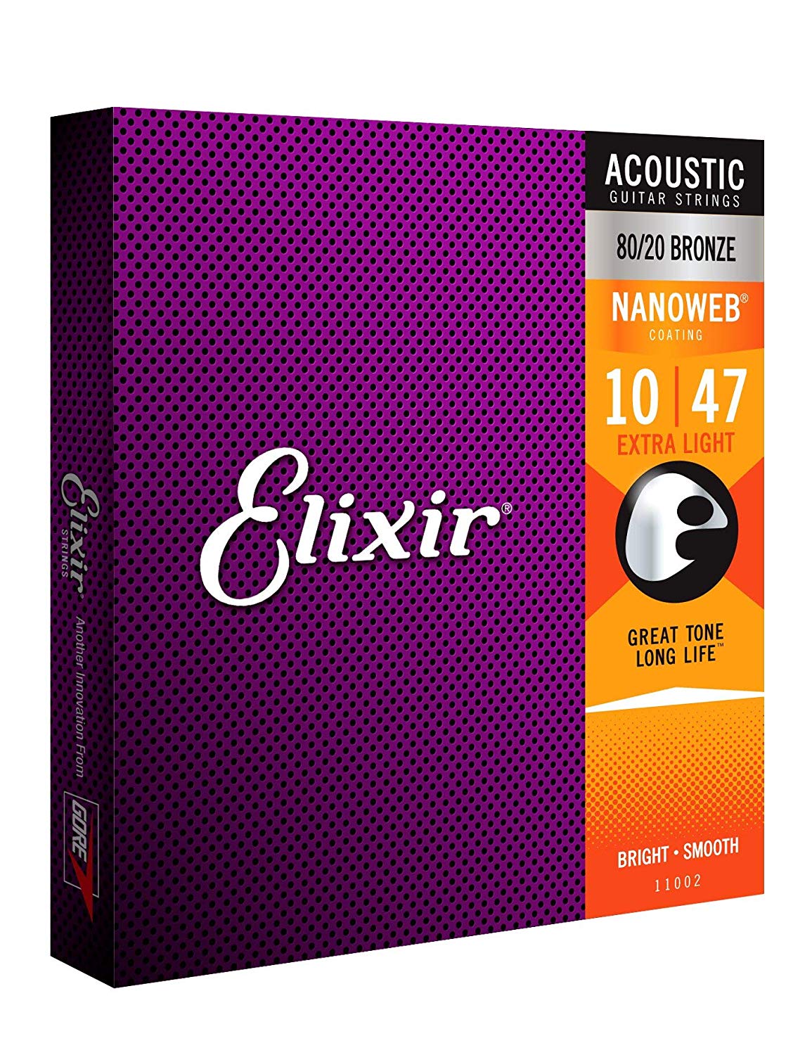 Elixir Strings 80/20 Bronze Acoustic Guitar Strings w NANOWEB Coating, Extra Light (.010-.047)