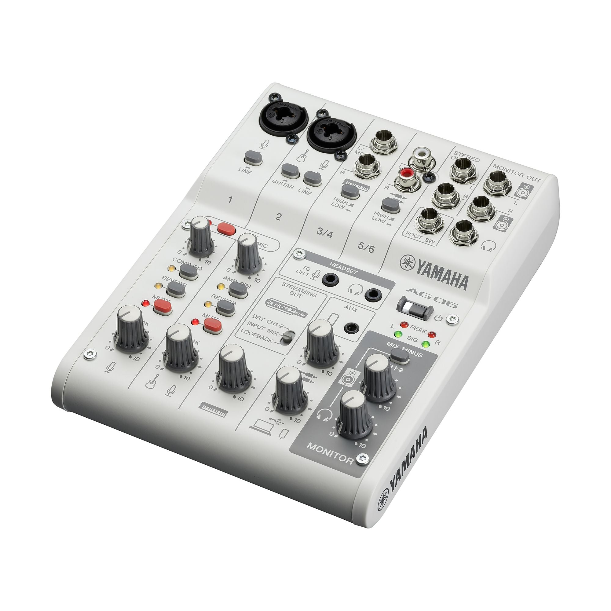 Yamaha Ag06 Mk2 6-Channel Mixer And Usb Audio Interface - White