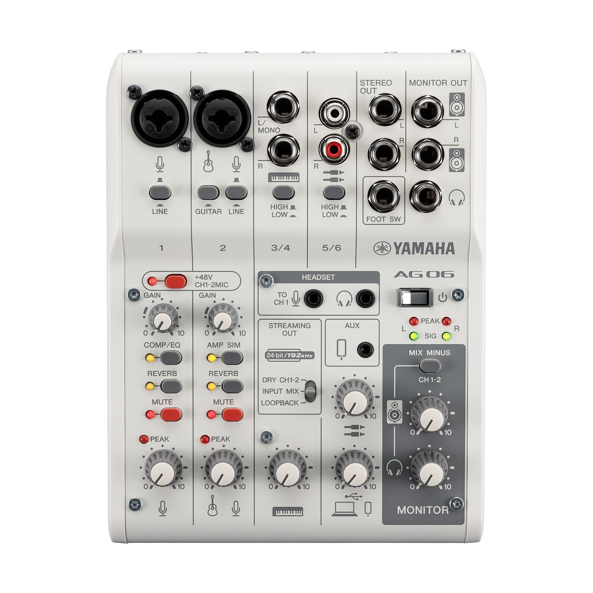 Yamaha Ag06 Mk2 6-Channel Mixer And Usb Audio Interface - White