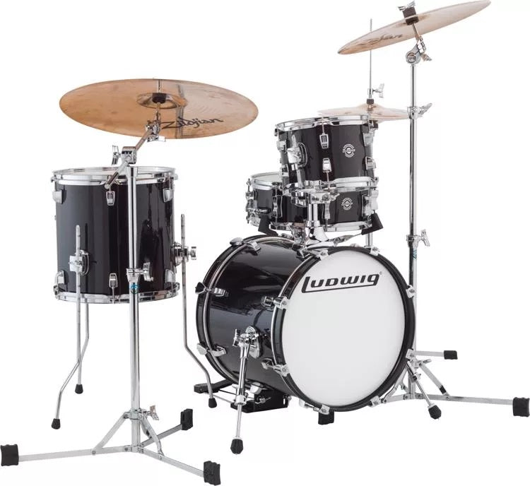 Ludwig Breakbeats By Questlove 4-piece Shell Pack with Snare Drum - Black Gold Sparkle