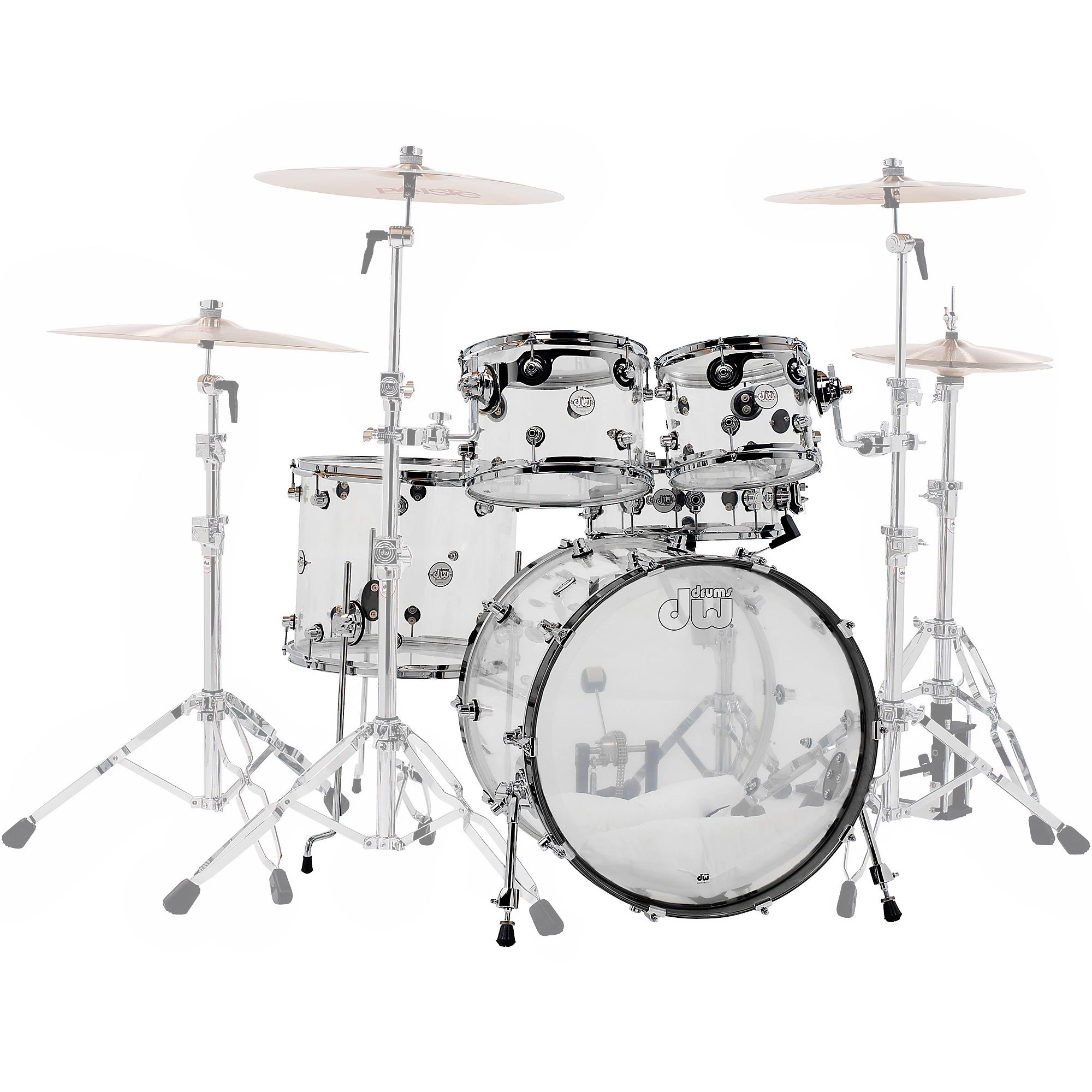 DW Design Series Acrylic 5-Piece Shell Pack with Chrome Hardware Clear