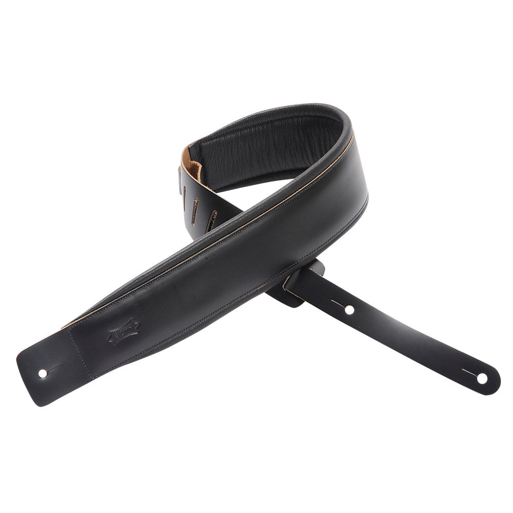 Levy's 3" Leather Face With Padded Back Guitar Strap - Black