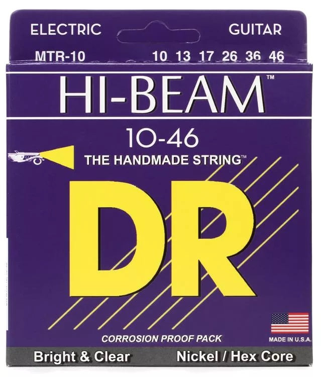 Cuerdas Eléctricas DR Strings MTR-10 Hi-Beam Niqueladas - .010-.046 Medianas
