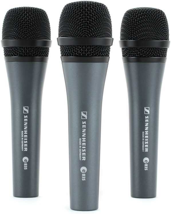 Sennheiser E835 - Cardioid Handheld Dynamic Microphone Kit (3-Pack)