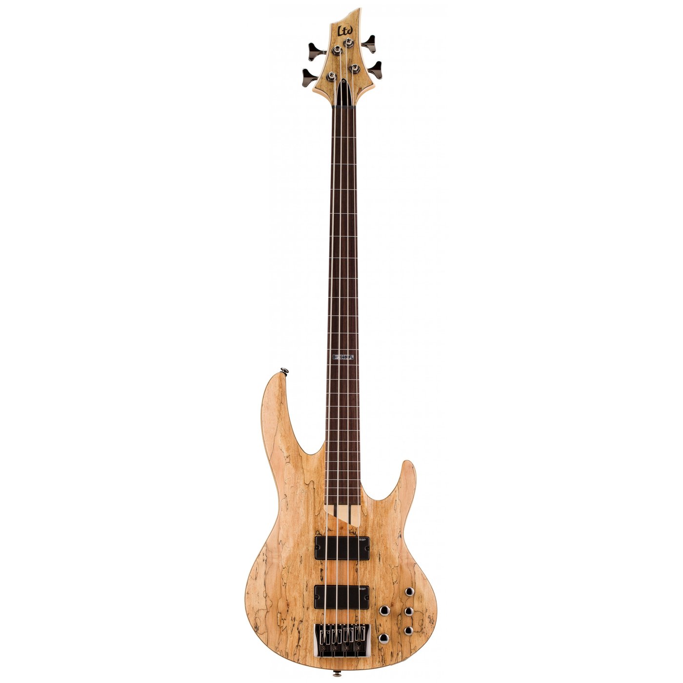 LTD Spalted Maple Natural Satin B Series Fretless Electric Bass Guitar