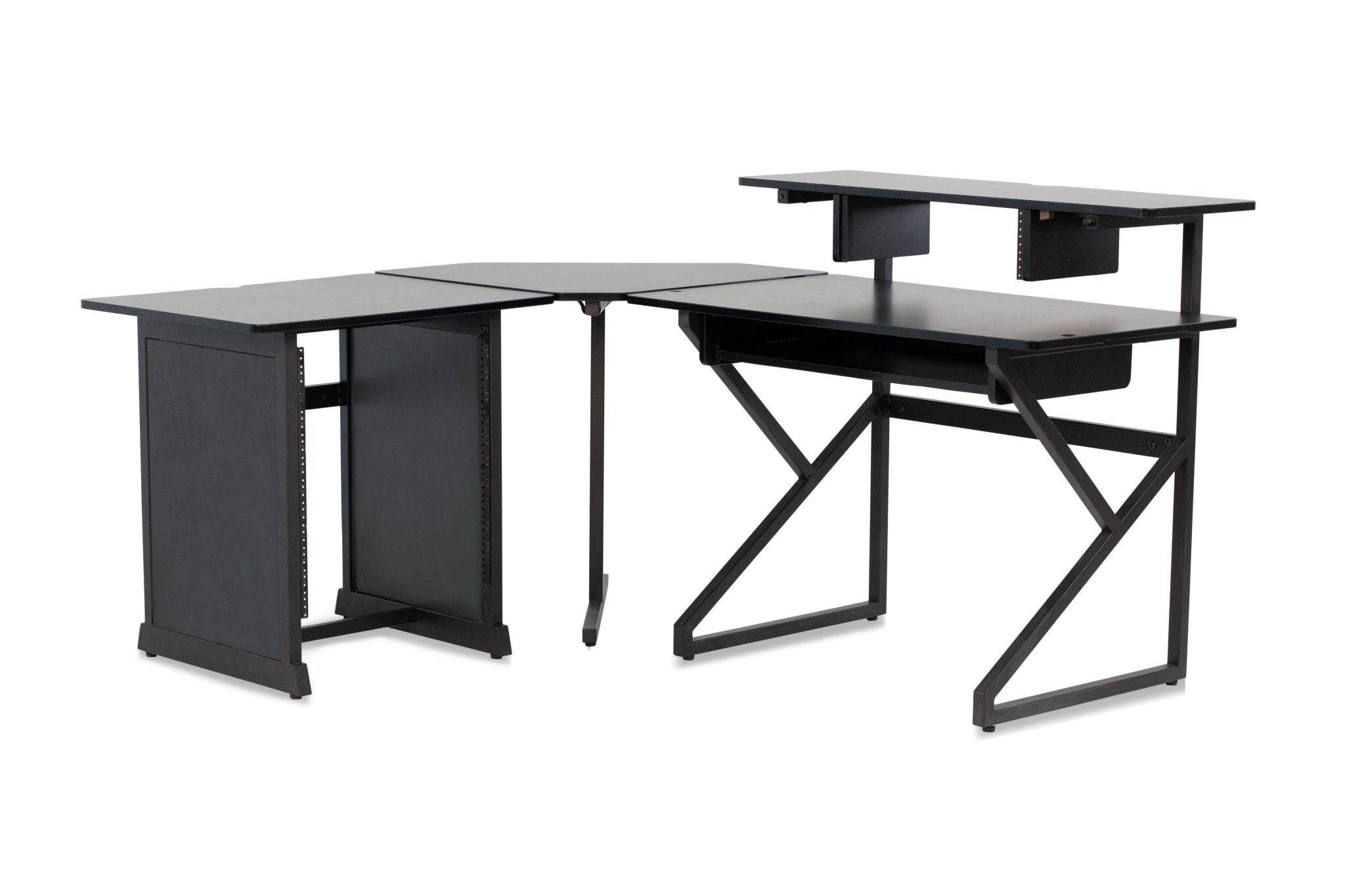 Gator Frameworks Desk Set W/ Main Desk, Corner, Rack – BLK