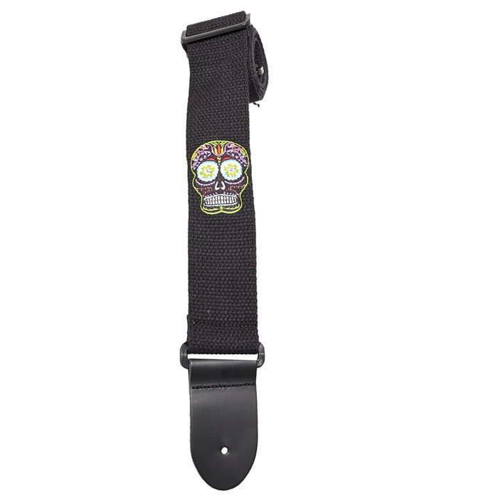 Henry Heller 2" Cotton Guitar Strap Intricate Sugar Skull Design