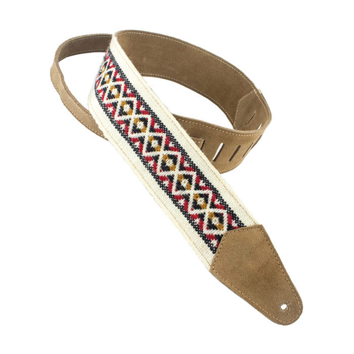 Henry Heller 2.5" Multi-Color Rustic Woven Guitar Strap - Natural