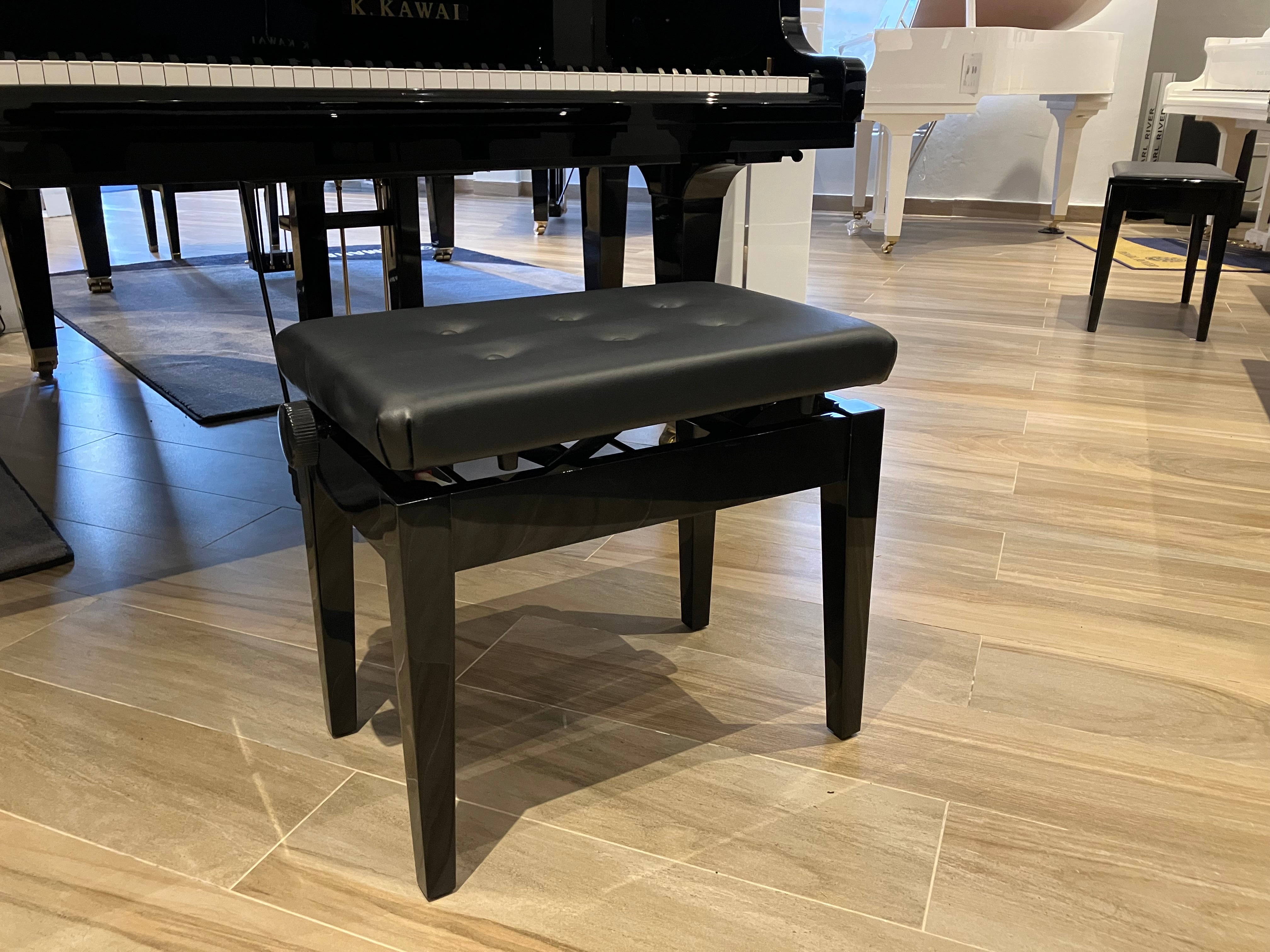Pearl River Adjustable & Cushioned Piano Bench - Polished Ebony