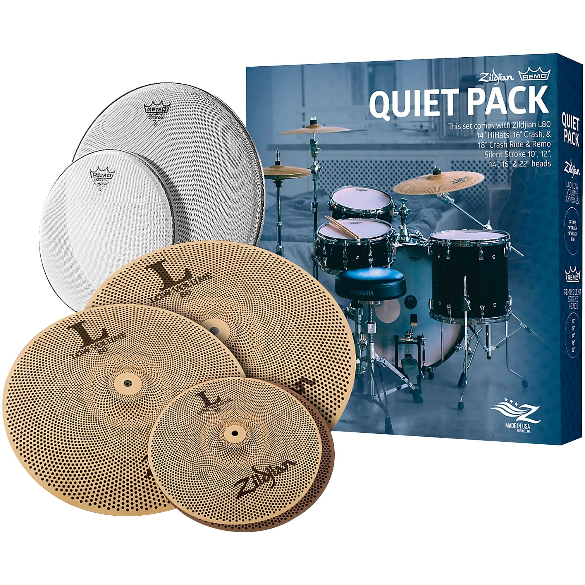 Zildjian Low Volume Cymbal Pack with Remo Silentstroke Heads