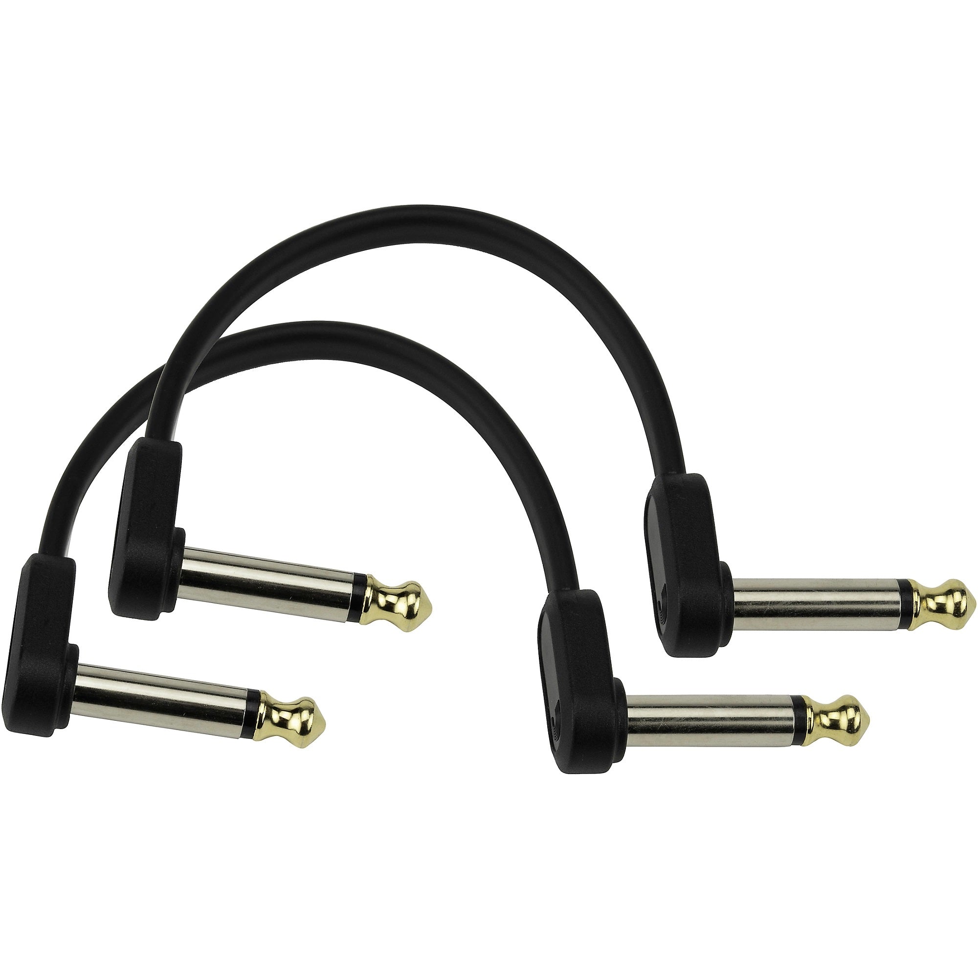 D'Addario Planet Waves Offset Right Angle to Right Angle Flat Patch Cables 2-Pack 6 in. Black
