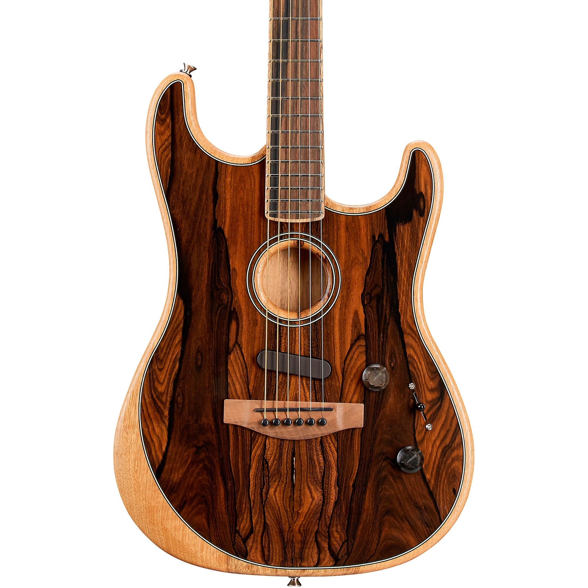 Fender Acoustasonic Stratocaster Exotic Wood Acoustic-Electric Guitar - Natural Ziricote