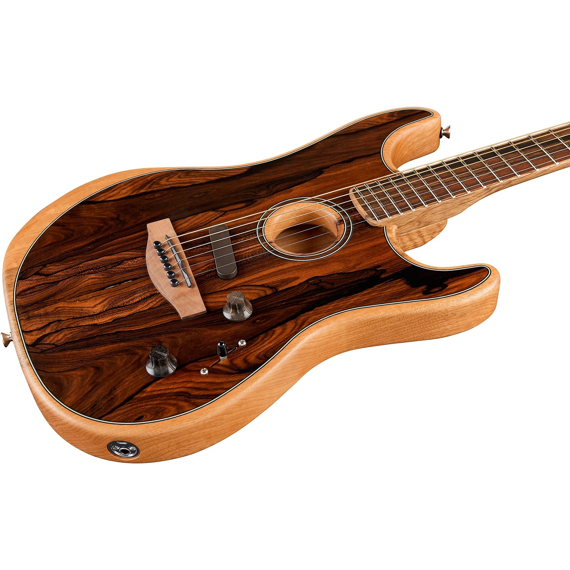 Fender Acoustasonic Stratocaster Exotic Wood Acoustic-Electric Guitar - Natural Ziricote