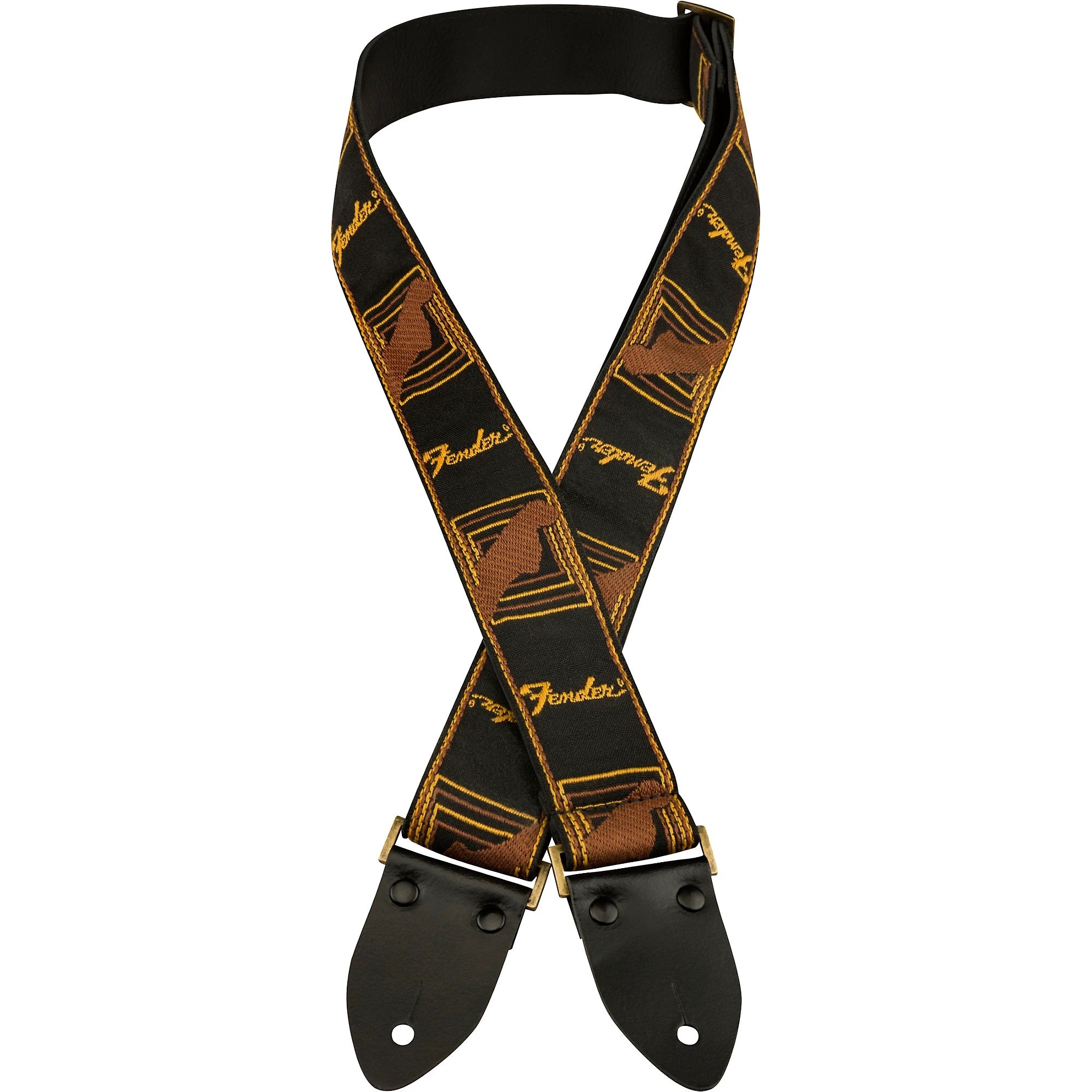 Fender Legacy Monogrammed Guitar Strap Black, Yellow, and Brown 2 in.