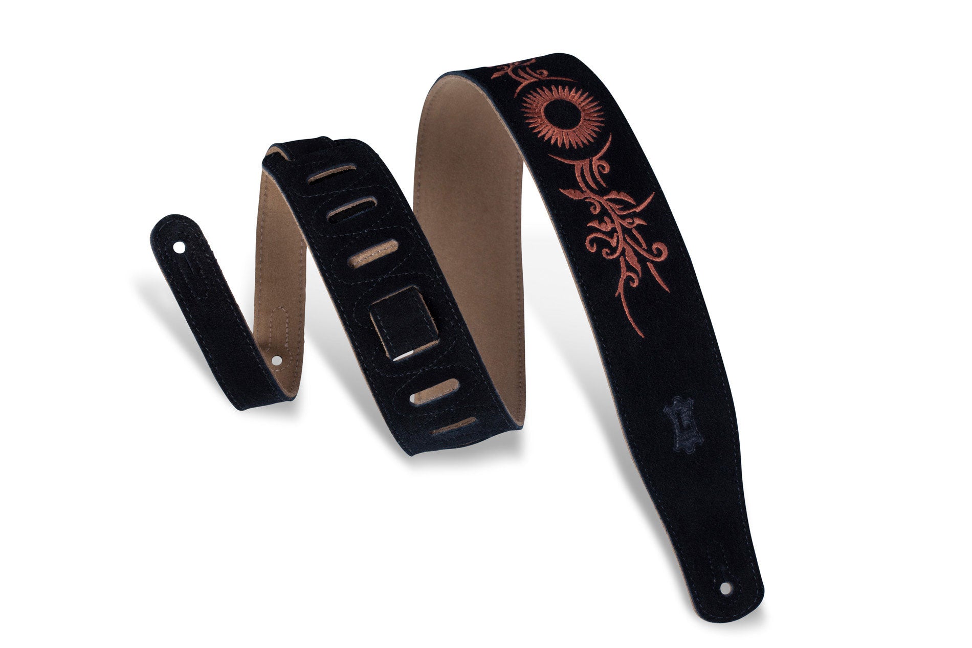 Levy’s 2 1/2″ Wide Suede Guitar Strap Tribal Sun