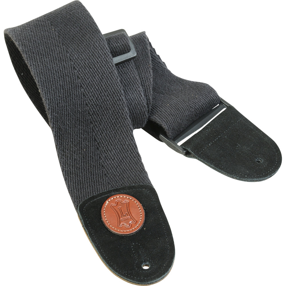 Levy's 3" Wide Cotton Bass Strap with Suede Ends - Black