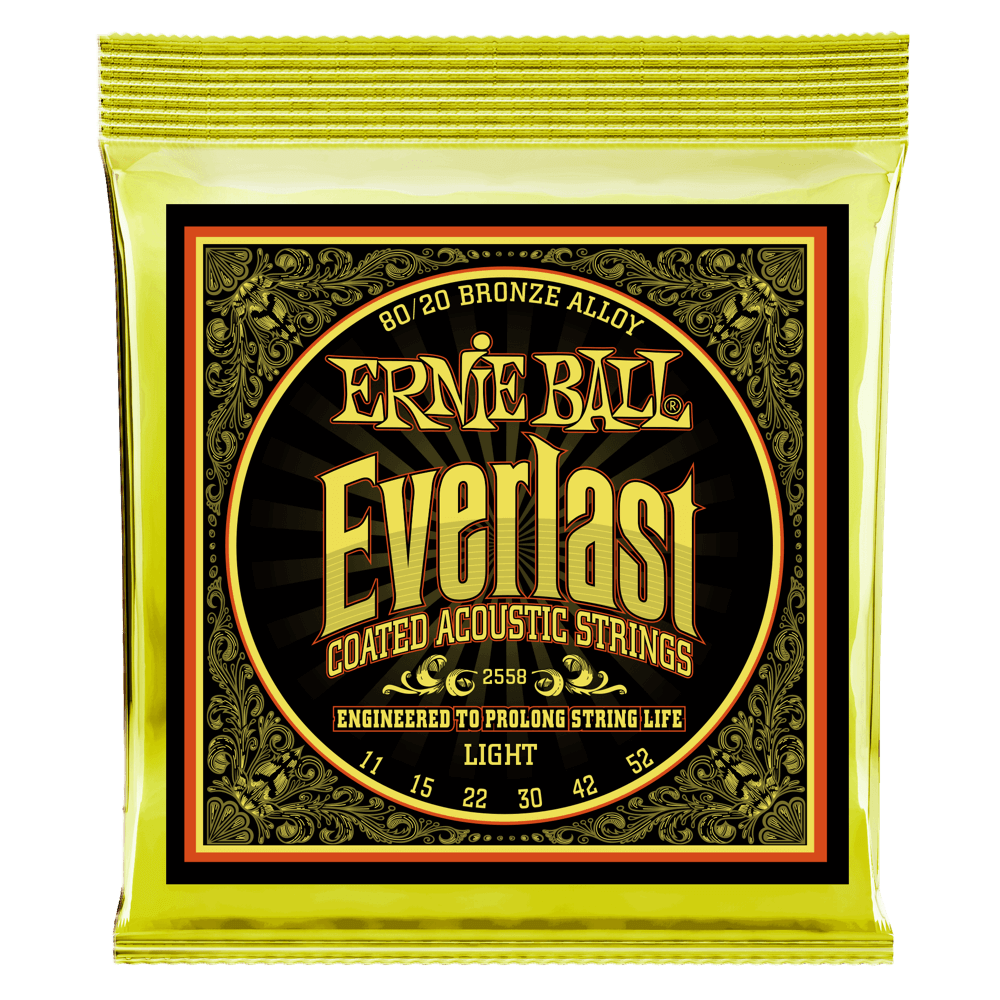 Ernie Ball Light Everlast Coated 80/20 Bronze Acoustic Strings 11-52
