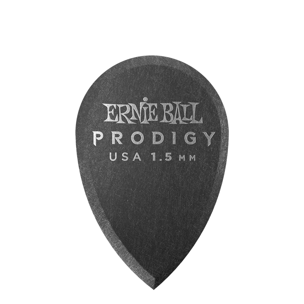 Ernie Ball Prodigy 1.5mm Delrin Guitar Picks 6 Pack - Black Teardrop