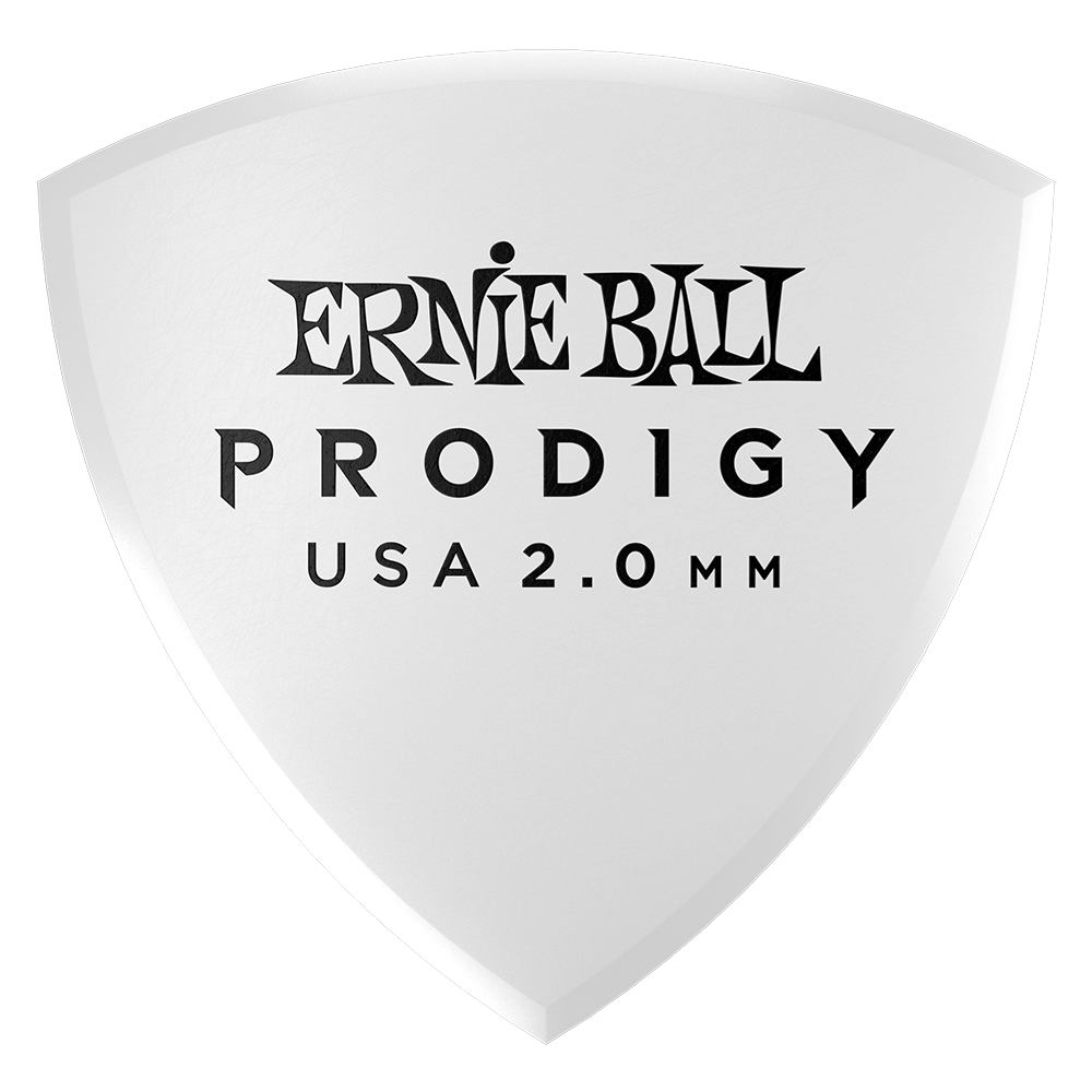 Ernie Ball Prodigy 2.0mm Delrin Guitar Picks 6 Pack - White Large Shield