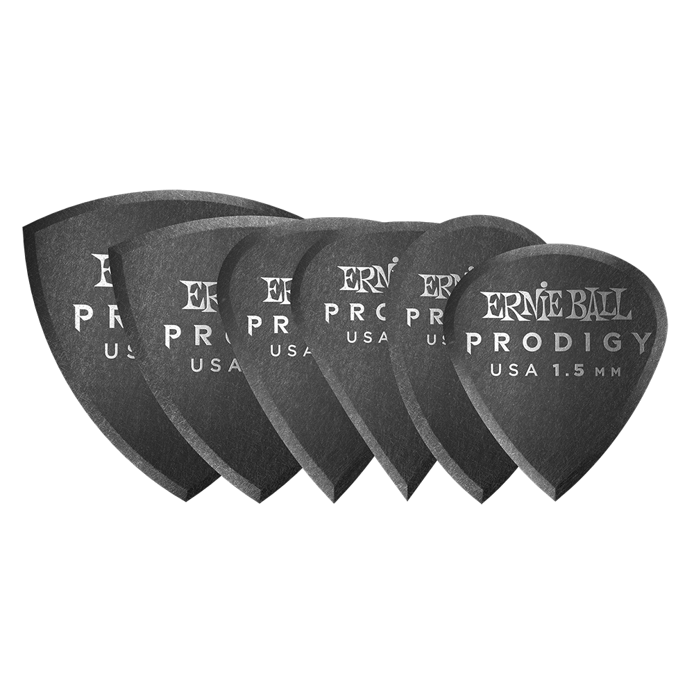 Ernie Ball Prodigy 1.5mm Delrin Guitar Pikcs 6 Pack - Black Multipack