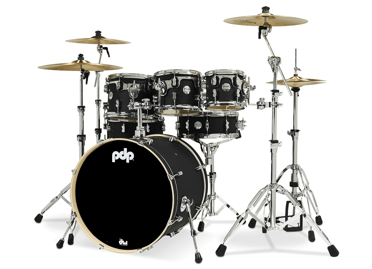 PDP Concept Maple 7-Piece Shell Pack w/ 8"/10"/12" Toms, 14"/16" Floor Toms, 22" Bass Drum & 14" Snare - Satin Black