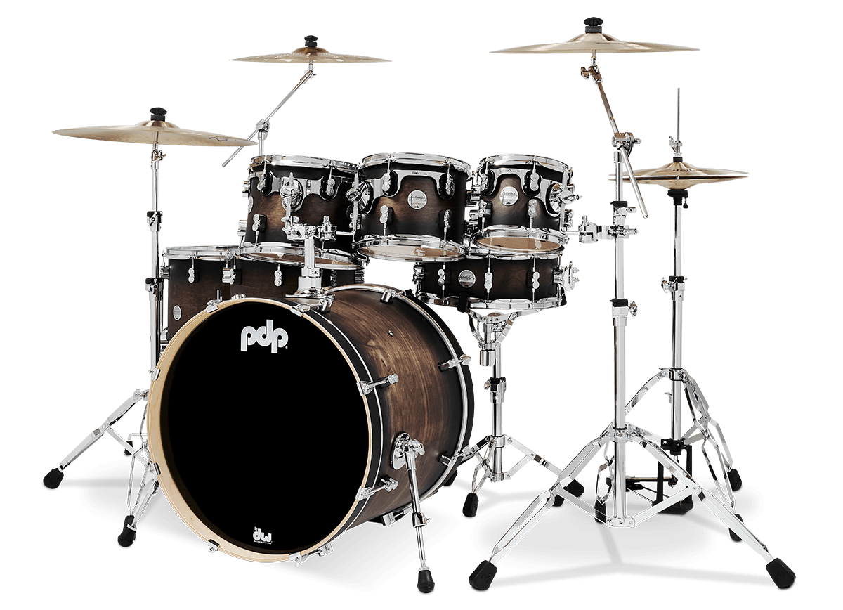 PDP Concept Maple 7 Piece Shell Pack - Satin Charcoal Burst Lacquer