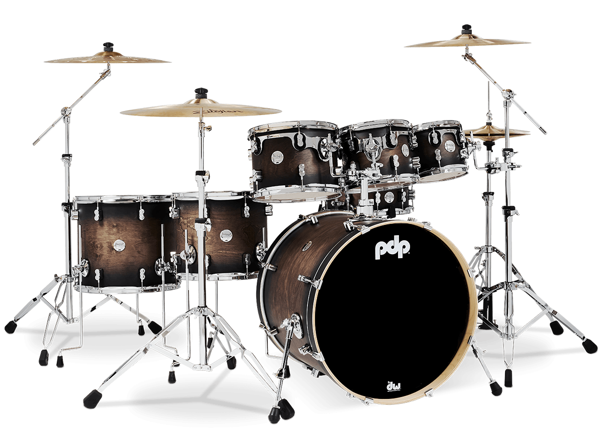 PDP Concept Maple 7 Piece Shell Pack - Satin Charcoal Burst Lacquer
