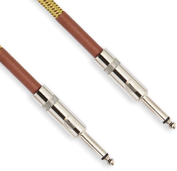 D'Addario PW-BG-10TW Braided Straight to Straight Instrument Cable - 10 foot Tweed