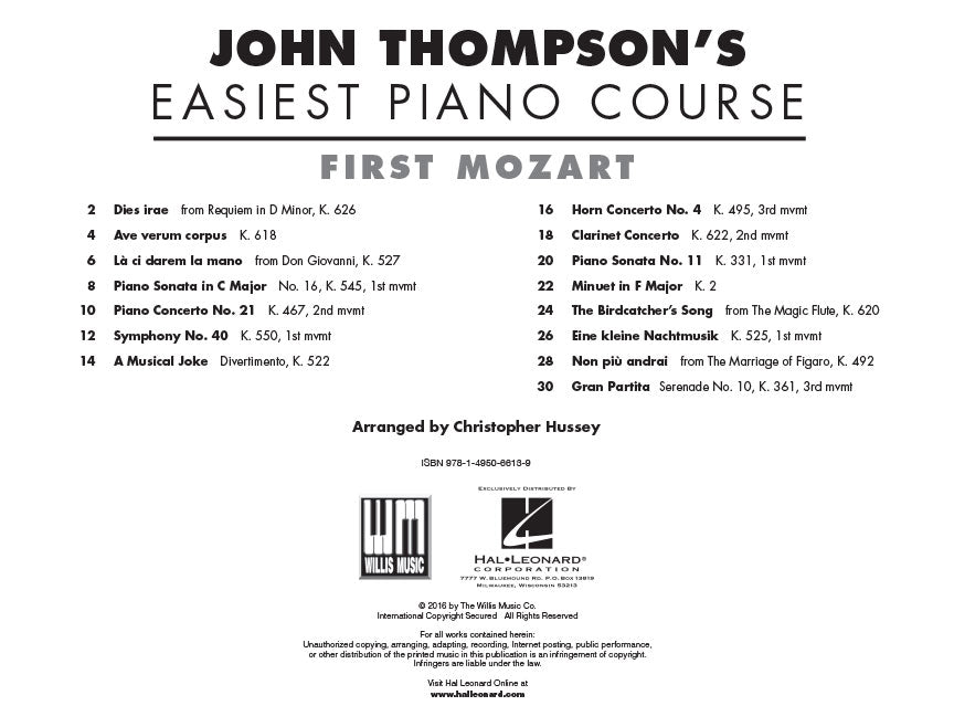 John Thompson's Easiest Piano Course First Mozart