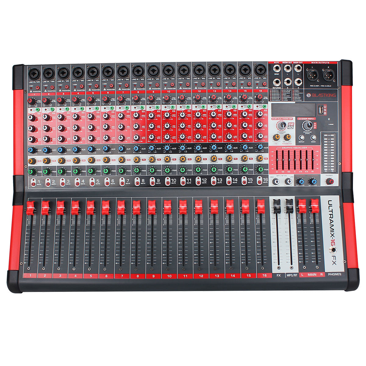 Blastking 16 Channel Analog Stereo Mixing Console – ULTRAMIX-16FX
