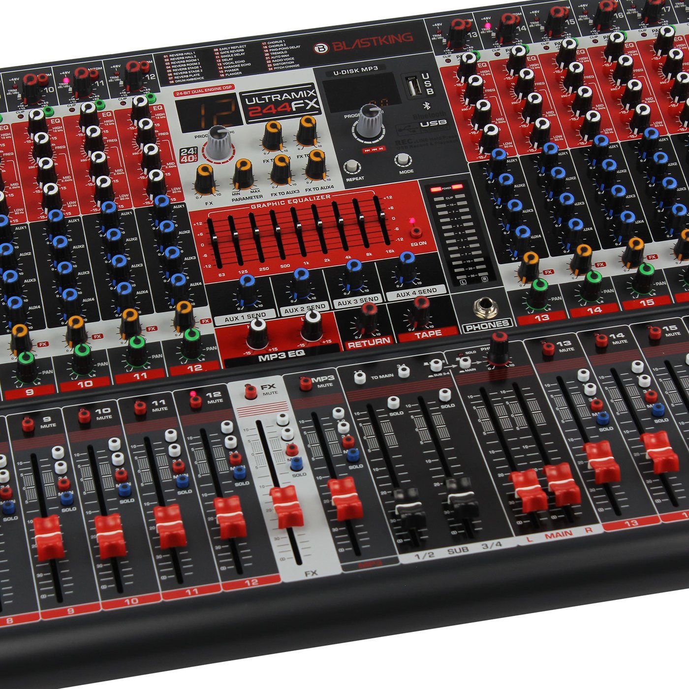 Blastking ULTRAMIX-244FX Consola de Mezcla Estéreo Analógica de 24 Canales