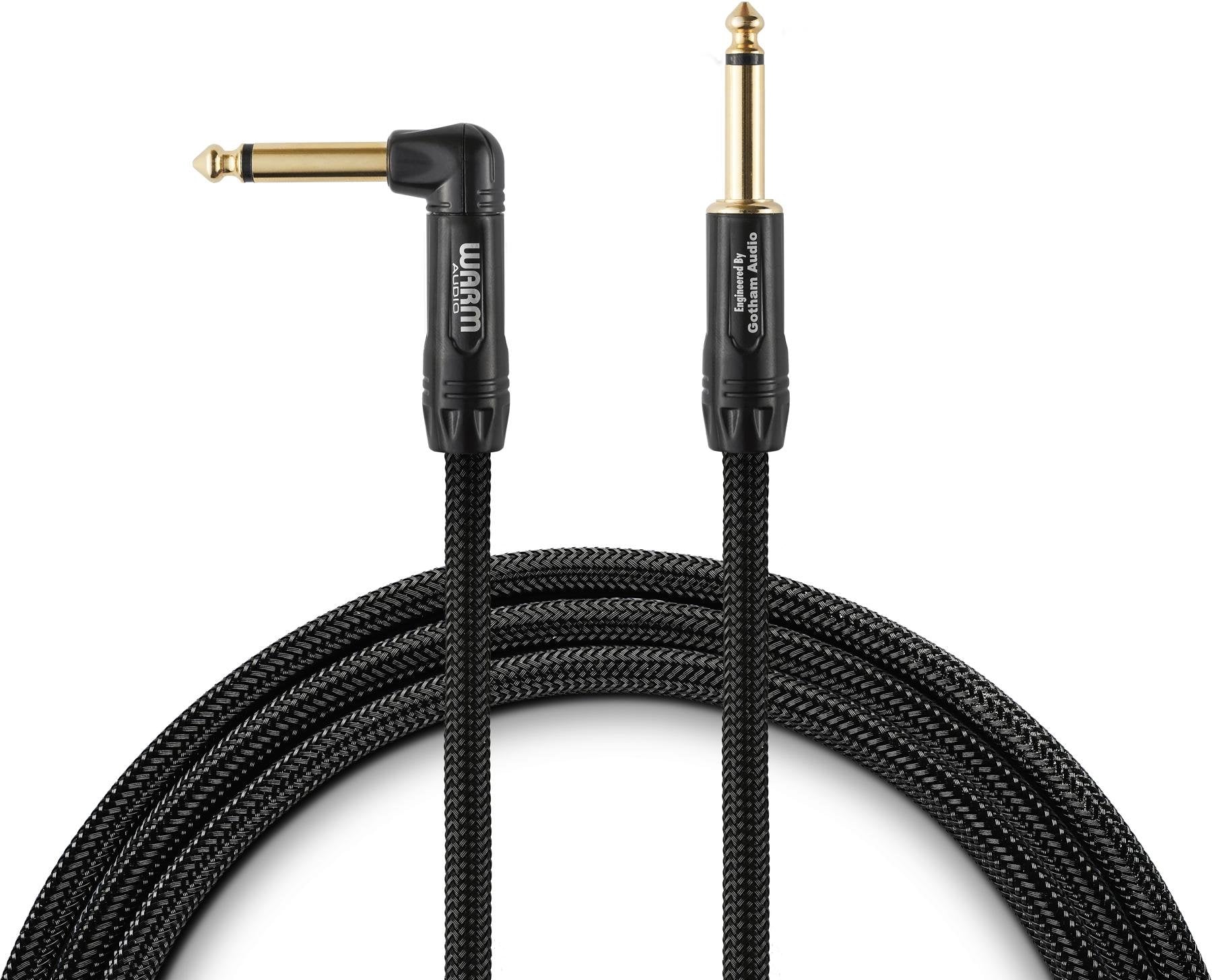 Warm Audio Prem-TS-1RT-10' Premier Gold Straight to Right Angle Instrument Cable - 10-foot