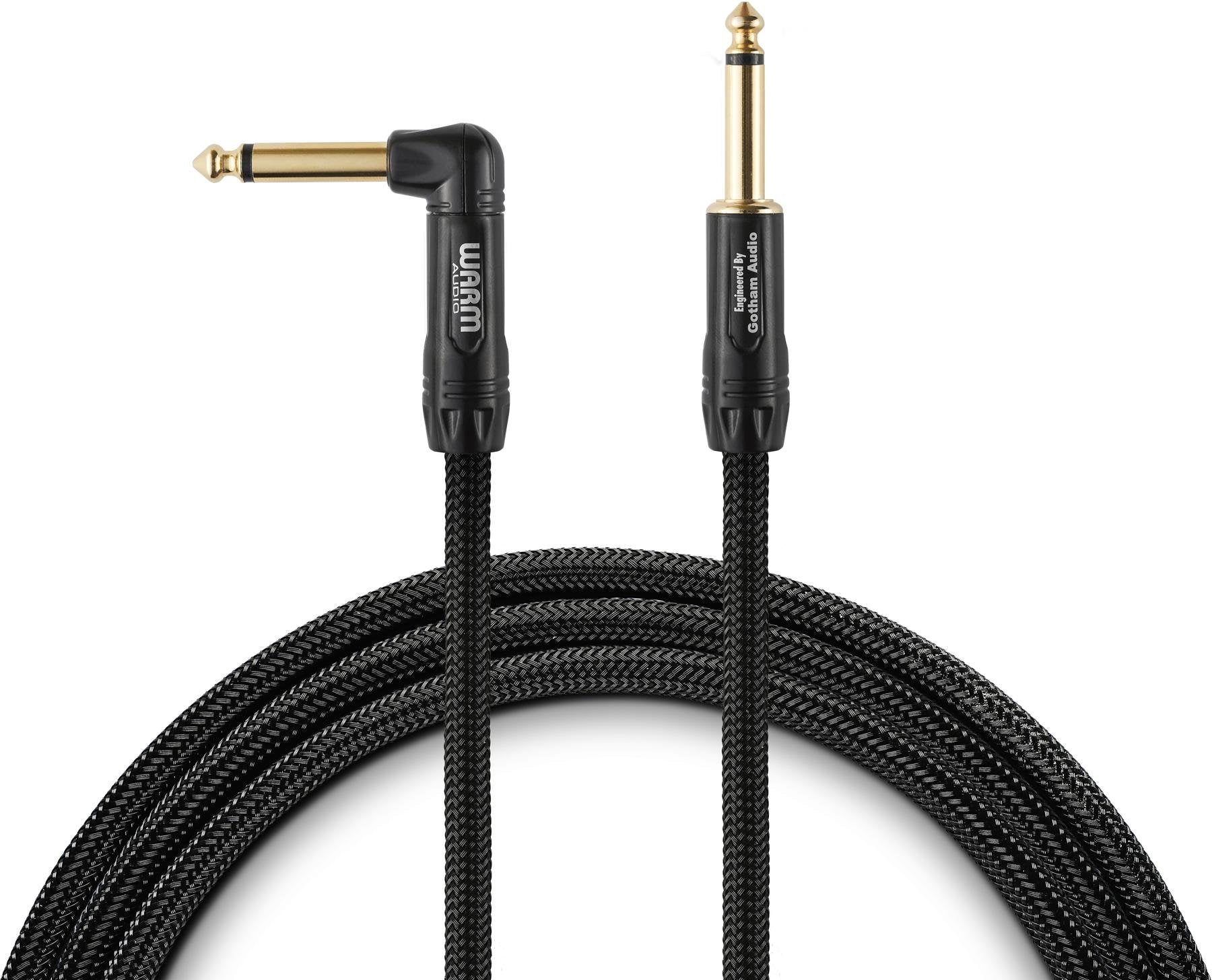 Warm Audio Prem-TS-1RT-18' Premier Gold Straight to Right Angle Instrument Cable - 18-foot