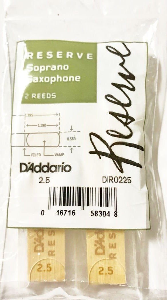 D'addario Reserve Soprano Saxophone Reeds, 2 pack -#2.5