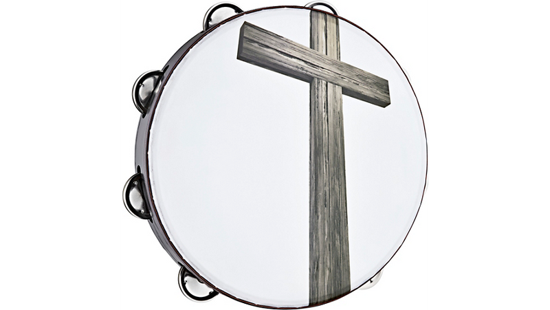 Meinl Gospel Praise and Worship Church Tambourine with Cross Graphic and Double Row Steel Jingles