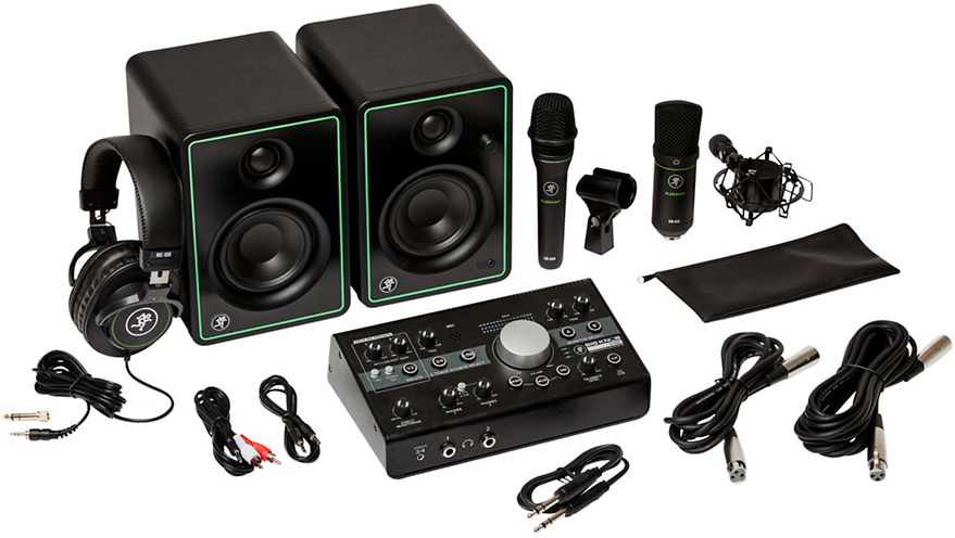 Mackie Studio Bundle with CR3-X Monitors, Big Knob Studio Interface, EM89D Dynamic Mic, EM91C Condenser Mic and MC-100 Headphones