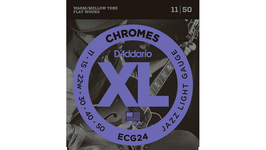 D'Addario XL Chromes Jazz Light Electric Guitar Strings ECG24 Flatwound