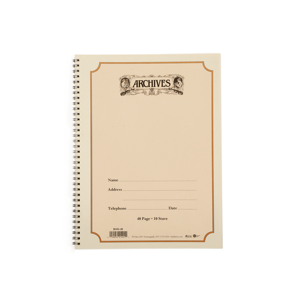 D'Addario Archives Spiral-Bound Manuscript Book - 10 Stave, 48 Pages