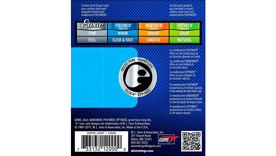 Elixir Electric Guitar Strings with POLYWEB Coating, Super Light (.009-.042)