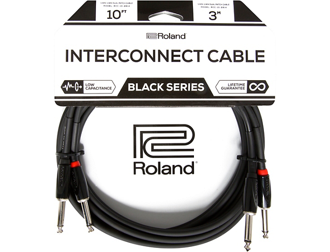 Roland Black Series Dual Dual 1/4"-1/4" Interconnect Cable 10 ft. Black