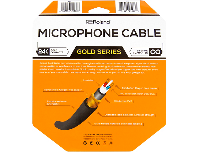 Roland Gold Series XLR Microphone Cable 25 ft. Black